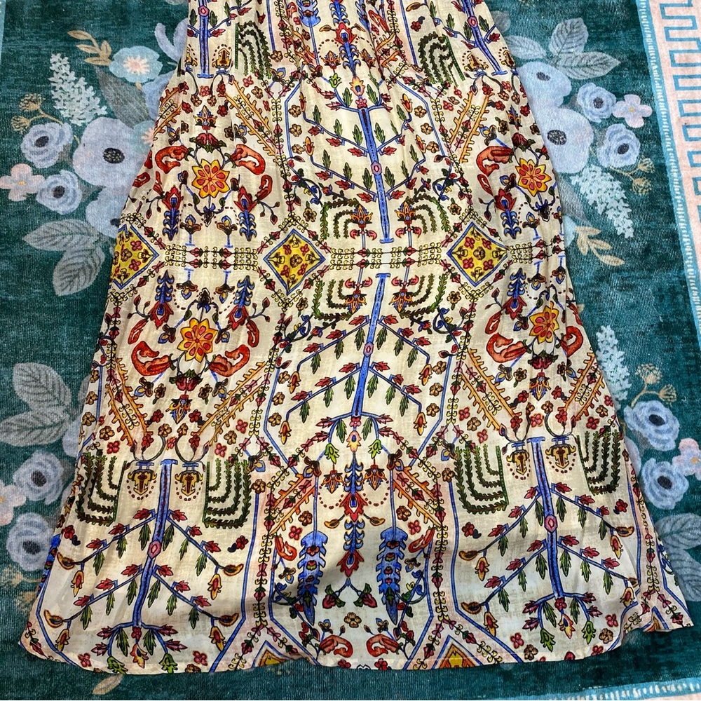 Vineet Bahl Anthropologie Valerie Embroidered Maxi Dress 10 Floral Boho Batik - Picture 15 of 16
